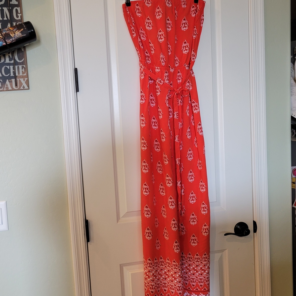 Orange Strapless Maxi Dress